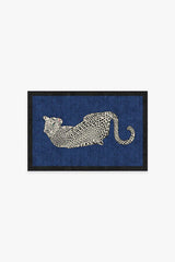 Snow Leopard Sapphire Flatwoven Rug by Jonathan Adler