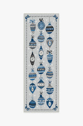 Festive Garland Blue Grey Outdoor Rug