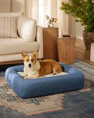 Blue Woven Bolster Pet Bed