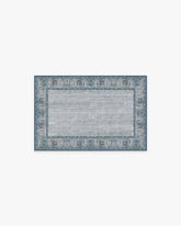 Vintage Daisy Bordered Blue Flatwoven Rug