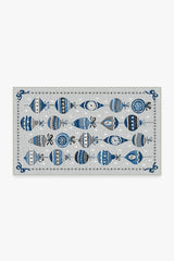 Festive Garland Blue Grey Outdoor Rug