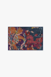 Watercolor Floral Navy Flatwoven Rug