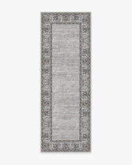 Vintage Daisy Bordered Grey Flatwoven Rug
