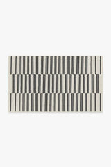 Offset Stripe Black Outdoor Rug