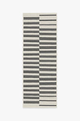 Offset Stripe Black Outdoor Rug