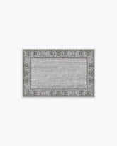 Vintage Daisy Bordered Grey Flatwoven Rug