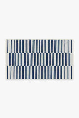Offset Stripe Navy Outdoor Rug
