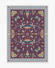 Flutterby Burgundy Rug by Iris Apfel