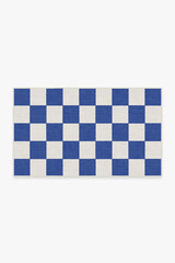 Jaque Checkered Blue Outdoor Rug