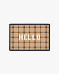 Hello Plaid Multicolor Doormat