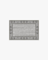Vintage Daisy Bordered Grey Rug