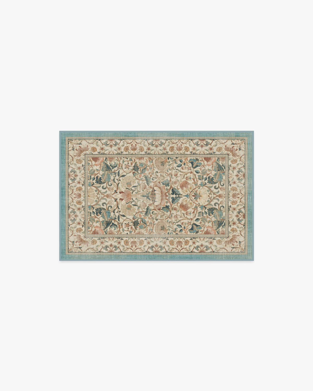 Lodden Soft Rose & Teal Flatwoven Rug by Morris & Co.
