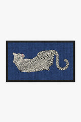 Snow Leopard Sapphire Flatwoven Rug by Jonathan Adler
