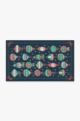 Festive Garland Navy Outdoor Rug