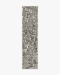 Freestyle Black & Ivory Flatwoven Rug by Keith Haring