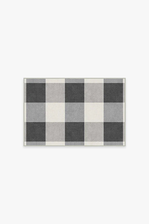 Buffalo Plaid Black & White Flatwoven Rug