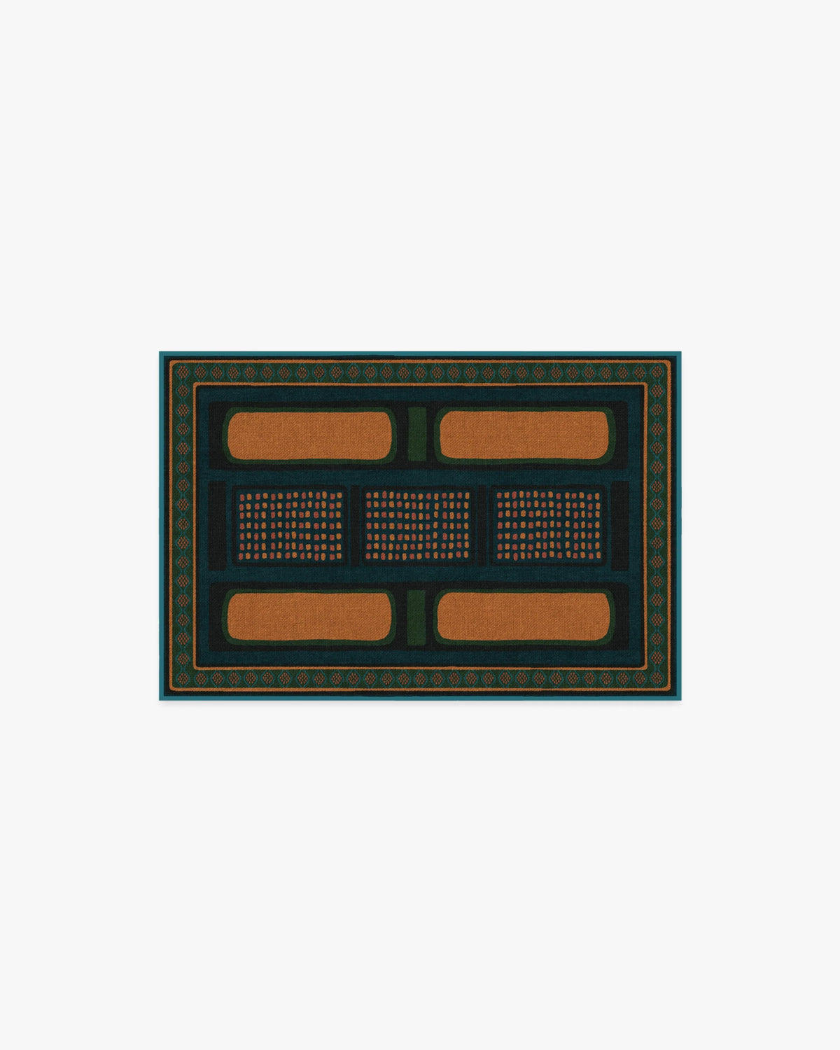 Nerissa Teal & Gold Flatwoven Rug by Architectural Digest