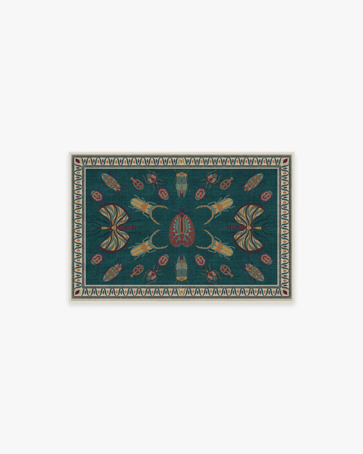 Flutterby Teal Rug by Iris Apfel