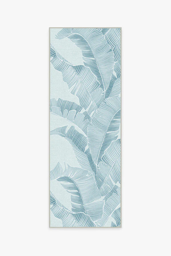 Banana Leaf Soft Blue Outdoor Rug by Gray Malin