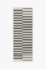 Offset Stripe Black Outdoor Rug