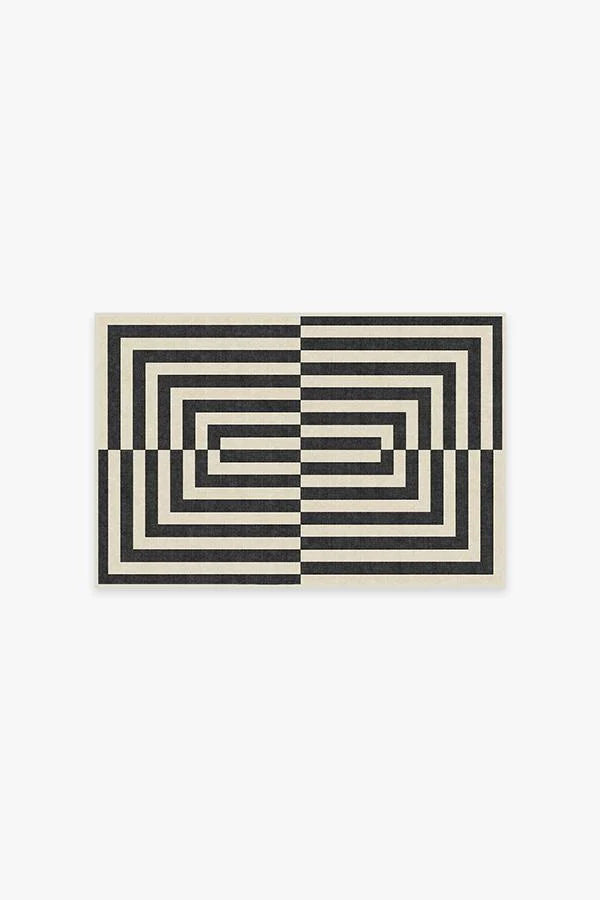 Op Art Charcoal Flatwoven Rug by Jonathan Adler
