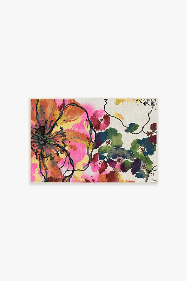 Watercolour Floral Multicolour Flatwoven Rug
