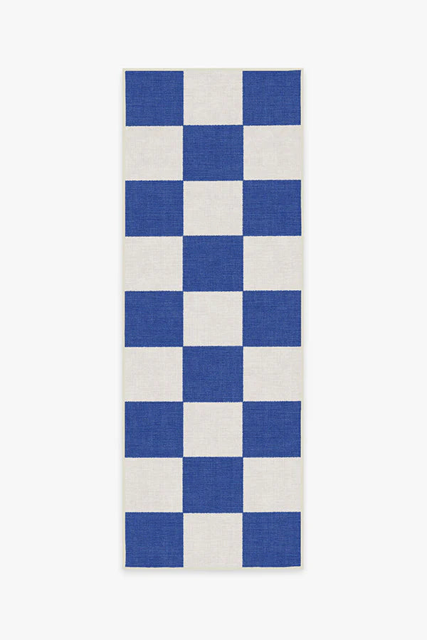 Jaque Checkered Blue Outdoor Rug