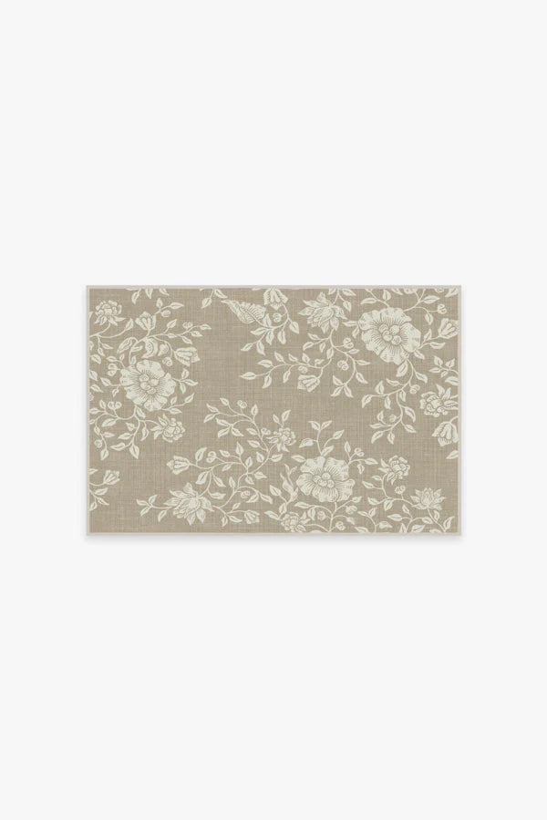 Mallow Flower Natural Stone Flatwoven Rug by Morris & Co.