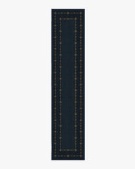 Sparkle Border Dark Navy Flatwoven Rug