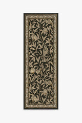 Bird & Pomegranate Soft Black Flatwoven Rug by Morris & Co.