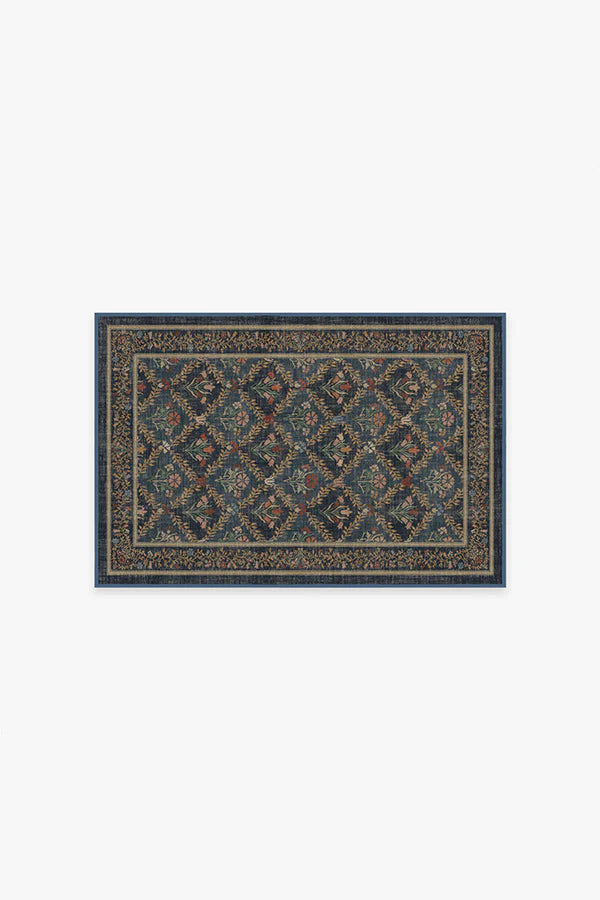 Bellflowers Blue Flatwoven Rug by Morris & Co.