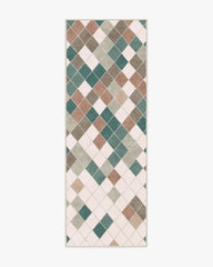 Diamond Mosaic Neutral Teal Rug